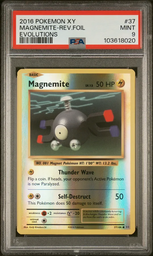 2016 #37 Magnemite-Reverse Foil PSA 9 XY Evolutions Pokemon