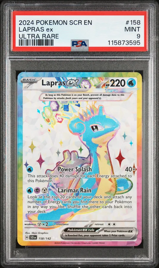 2024 #158 Lapras EX PSA 9 Scr EN-Stellar Crown Pokemon