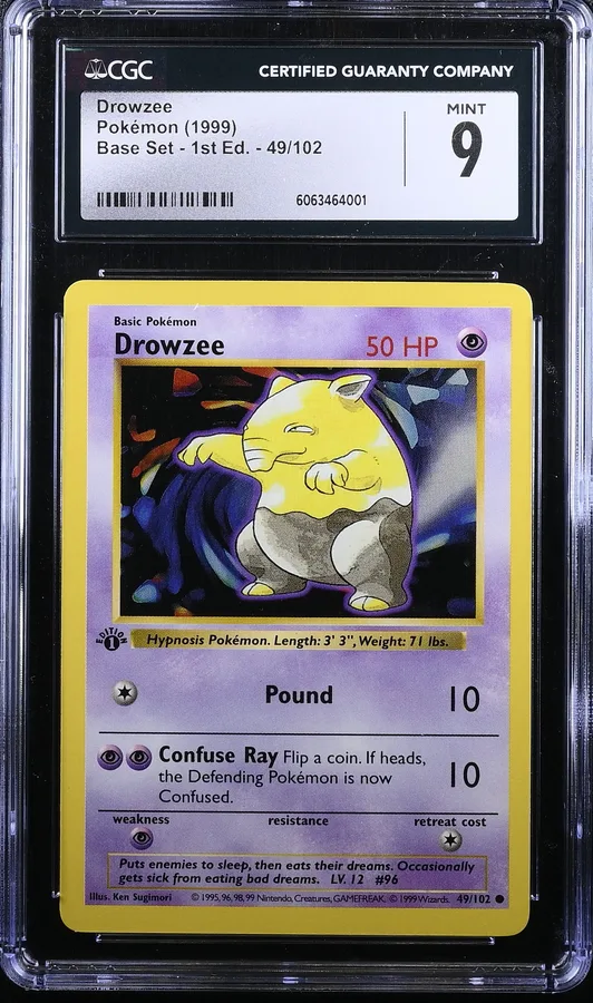 1999 #49 Drowzee CGC 9 Base Set - 1st Edition - English
