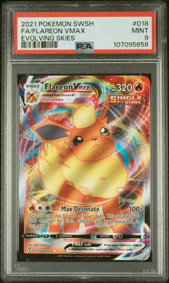 2021 #018 Full Art/Flareon Vmax PSA 9 Sword & Shield Evolving Skies Pokemon