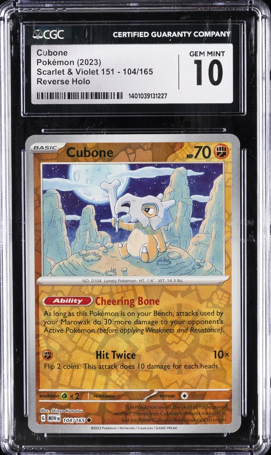2023 #104 Cubone Reverse Holo CGC 10 Mew EN-151 Pokemon