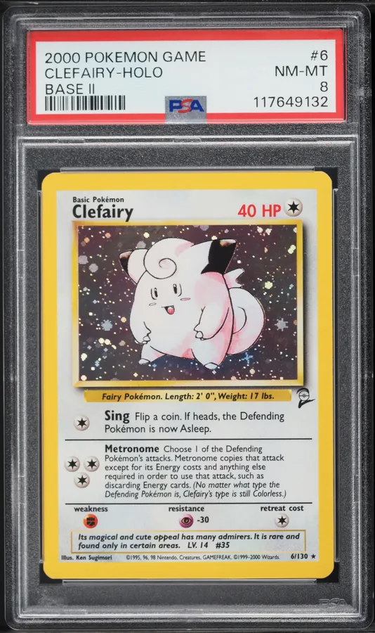 2000 #6 Clefairy-Holo PSA 8 Game Base II Pokemon