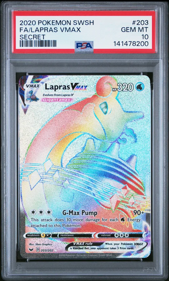 2020 #203 Full Art/Lapras Vmax PSA 10 Sword & Shield Pokemon