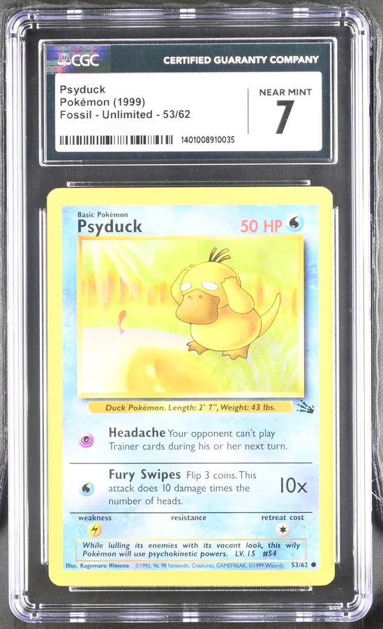 1999 #53 Psyduck CGC 7 Fossil - Unlimited - English