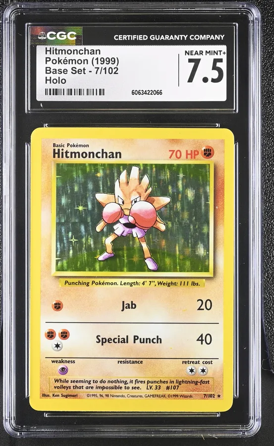 1999 #7 Hitmonchan CGC 7.5 Base Set - Unlimited - English