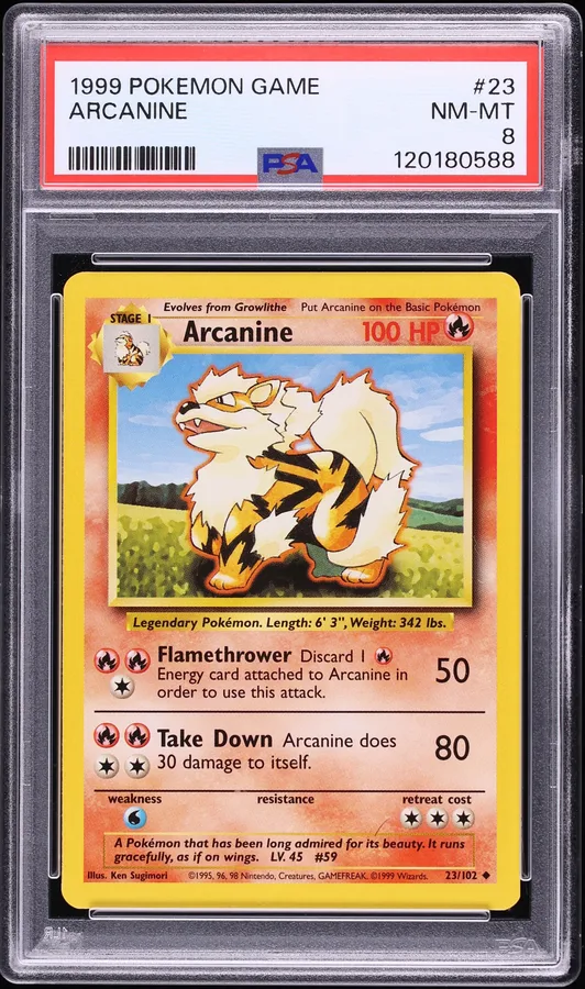 1999 #23 Arcanine PSA 8 Game Pokemon