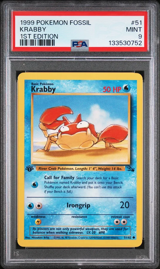 1999 #51 Krabby 1st Edition PSA 9 Fossil Pokemon