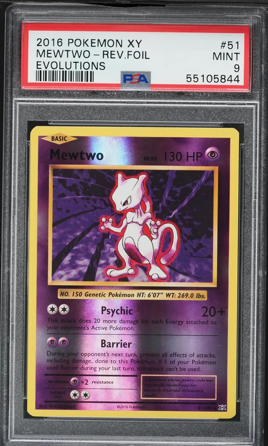 2016 #51 Mewtwo-Reverse Foil PSA 9 XY Evolutions Pokemon