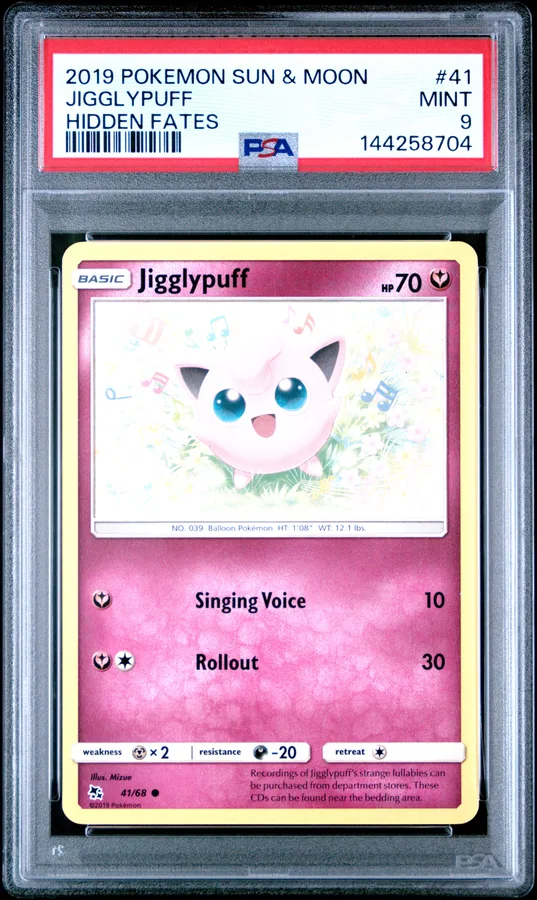 2019 #41 Jigglypuff PSA 9 Sun & Moon Hidden Fates Pokemon