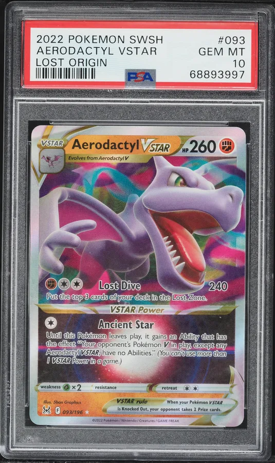 2022 #093 Aerodactyl Vstar PSA 10 Sword & Shield Lost Origin Pokemon