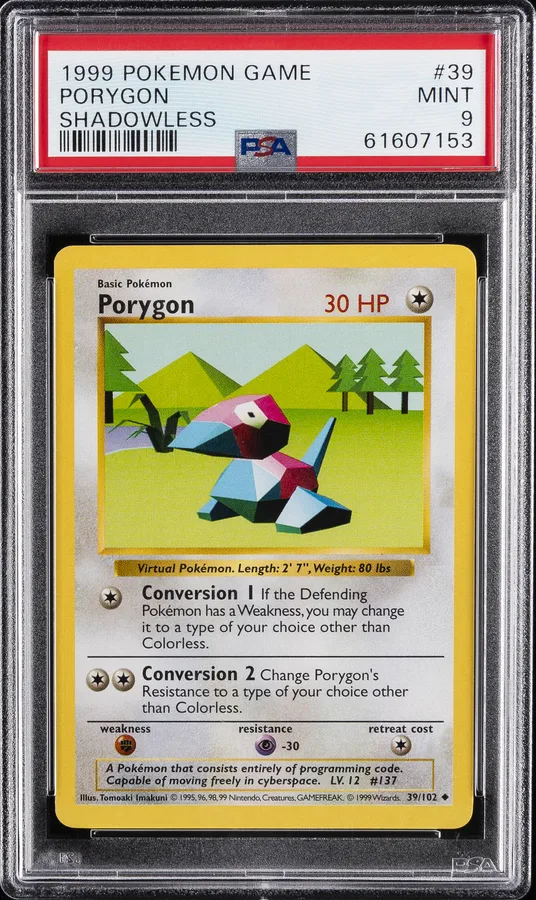 1999 #39 Porygon Shadowless PSA 9 Game Pokemon
