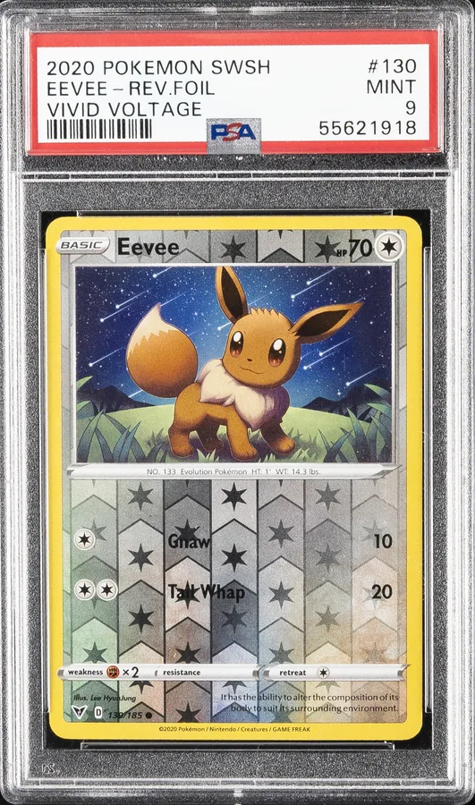 2020 #130 Eevee-Reverse Foil PSA 9 Sword & Shield Vivid Voltage Pokemon