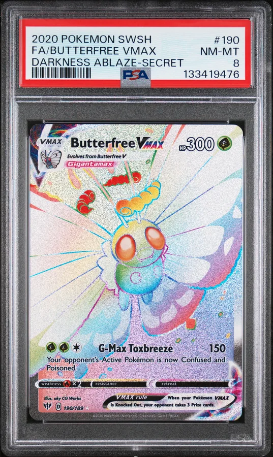 2020 #190 Full Art/Butterfree Vmax PSA 8 Sword & Shield Darkness Ablaze Pokemon