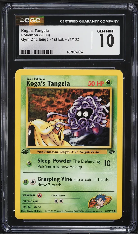 2000 #81 Koga's Tangela 1st Edition CGC 10 Gym Challenge Pokemon