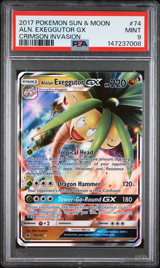 2017 #74 Alolan Exeggutor GX PSA 9 Sun & Moon Crimson Invasion Pokemon