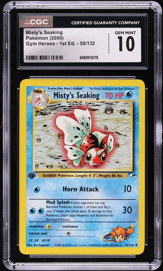 2000 #55 Misty's Seaking 1st Edition CGC 10 Gym Heroes Pokemon