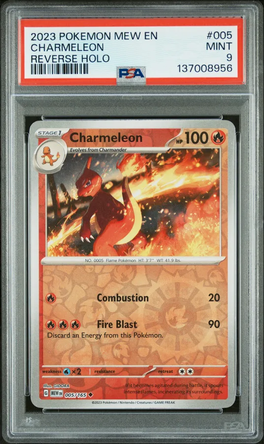 2023 #005 Charmeleon Reverse Holo PSA 9 Mew EN-151 Pokemon