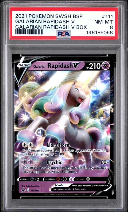 2021 #111 Galarian Rapidash V PSA 8 Swsh Black Star Promo Pokemon