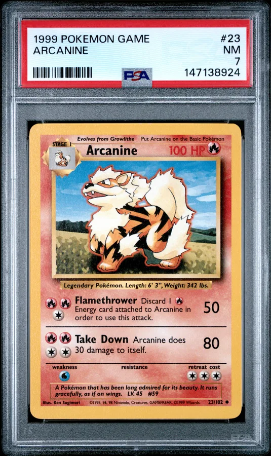 1999 #23 Arcanine PSA 7 Game Pokemon