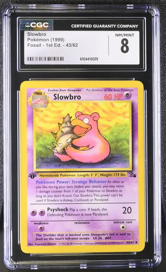 1999 #43 Slowbro CGC 8 Fossil - 1st Edition - English