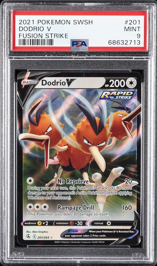 2021 #201 Dodrio V PSA 9 Sword & Shield Fusion Strike Pokemon