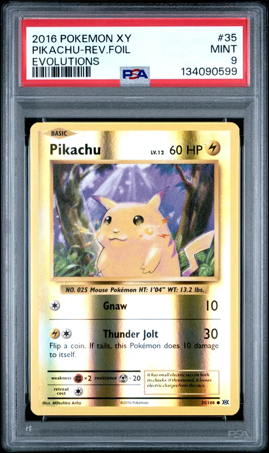 2016 #35 Pikachu-Reverse Foil PSA 9 XY Evolutions Pokemon